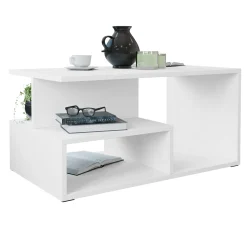 Tavolino da salotto 90x51cm design moderno bianco Miralys