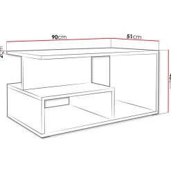 Tavolino da salotto 90x51cm design moderno bianco Miralys