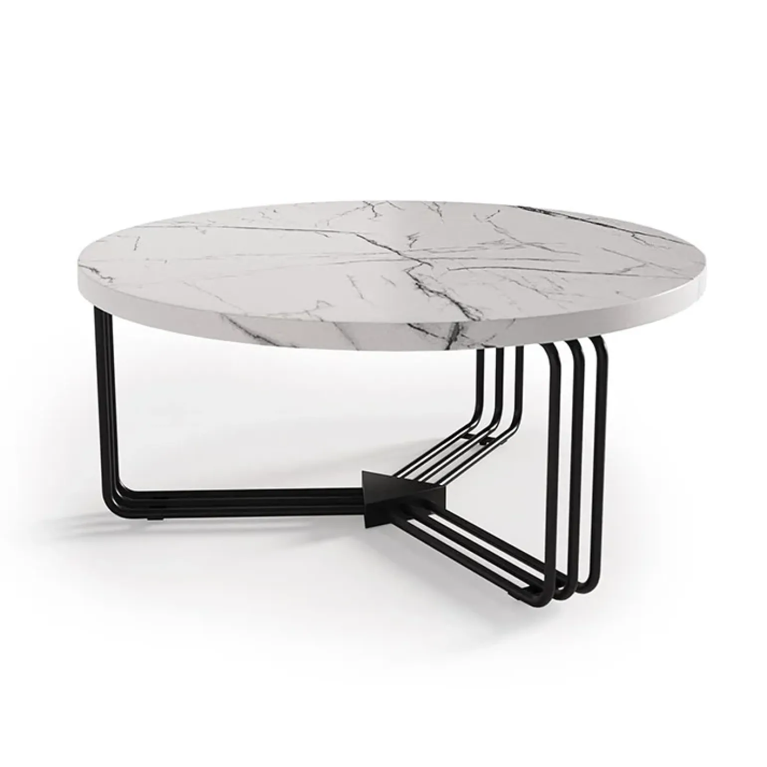 Tavolino da salotto 80x36cm effetto marmo bianco nero Elan