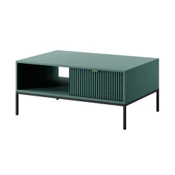 Tavolino da salotto 104x46cm moderno con cassetto cannettato verde Alisa