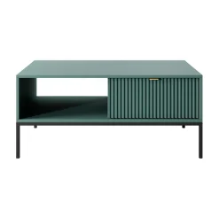 Tavolino da salotto 104x46cm moderno con cassetto cannettato verde Alisa