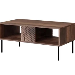 Tavolino da salotto 100x46cm  noce scuro con frontali serigrafati Savanna