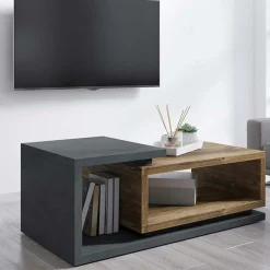 Tavolino da soggiorno 120x60cm design antracite noce Megan Gihome®