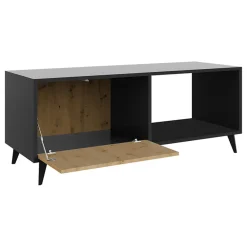 Tavolino da solotto 120x52cm 1 anta 2 vani rovere nero Hans
