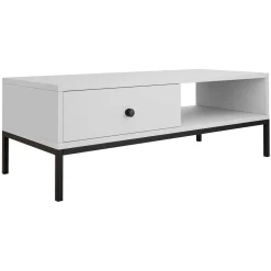 Tavolino salotto  90x50cm design moderno bianco Pollon