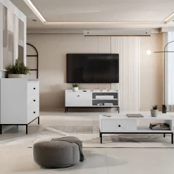 Tavolino salotto  90x50cm design moderno bianco Pollon