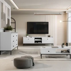 Tavolino salotto  90x50cm design moderno bianco Pollon