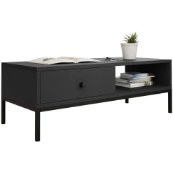 Tavolino salotto  90x50cm design moderno nero Pollon