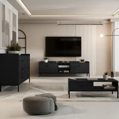 Tavolino salotto  90x50cm design moderno nero Pollon