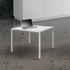 Tavolino 55x55 cm da salotto bianco frassino metallo Blade