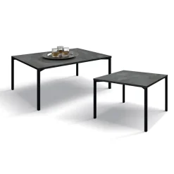 Tavolino 55x55 cm da salotto acciaio ossidato metallo Eral