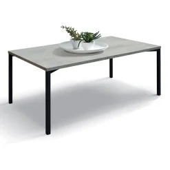 Tavolino 55x90 cm da salotto rettangolare grigio cemento metallo Blade