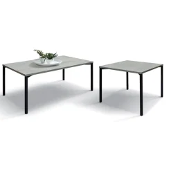 Tavolino 55x90 cm da salotto rettangolare grigio cemento metallo Blade