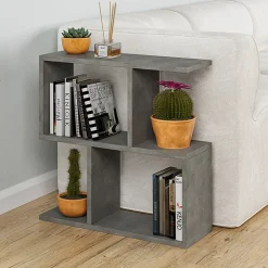 Tavolino 60x60cm da salotto con libreria design grigio antico Priocca