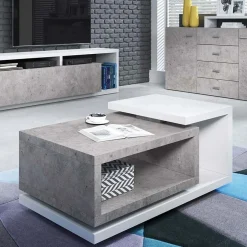 Tavolino 120x60cm da salotto design bianco cemento Megan Gihome®