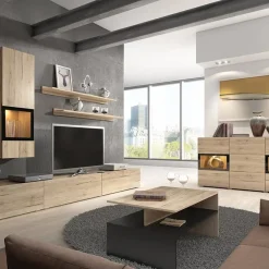 Tavolino 100x45cm da salotto design rovere e nero Emotion Gihome®