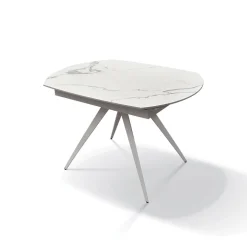 Tavolo 120/180 cm allungabile bianco effetto marmo metallo Globo