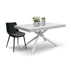 Tavolo 120/170 cm allungabile bianco frassinato metallo bianco Velvet