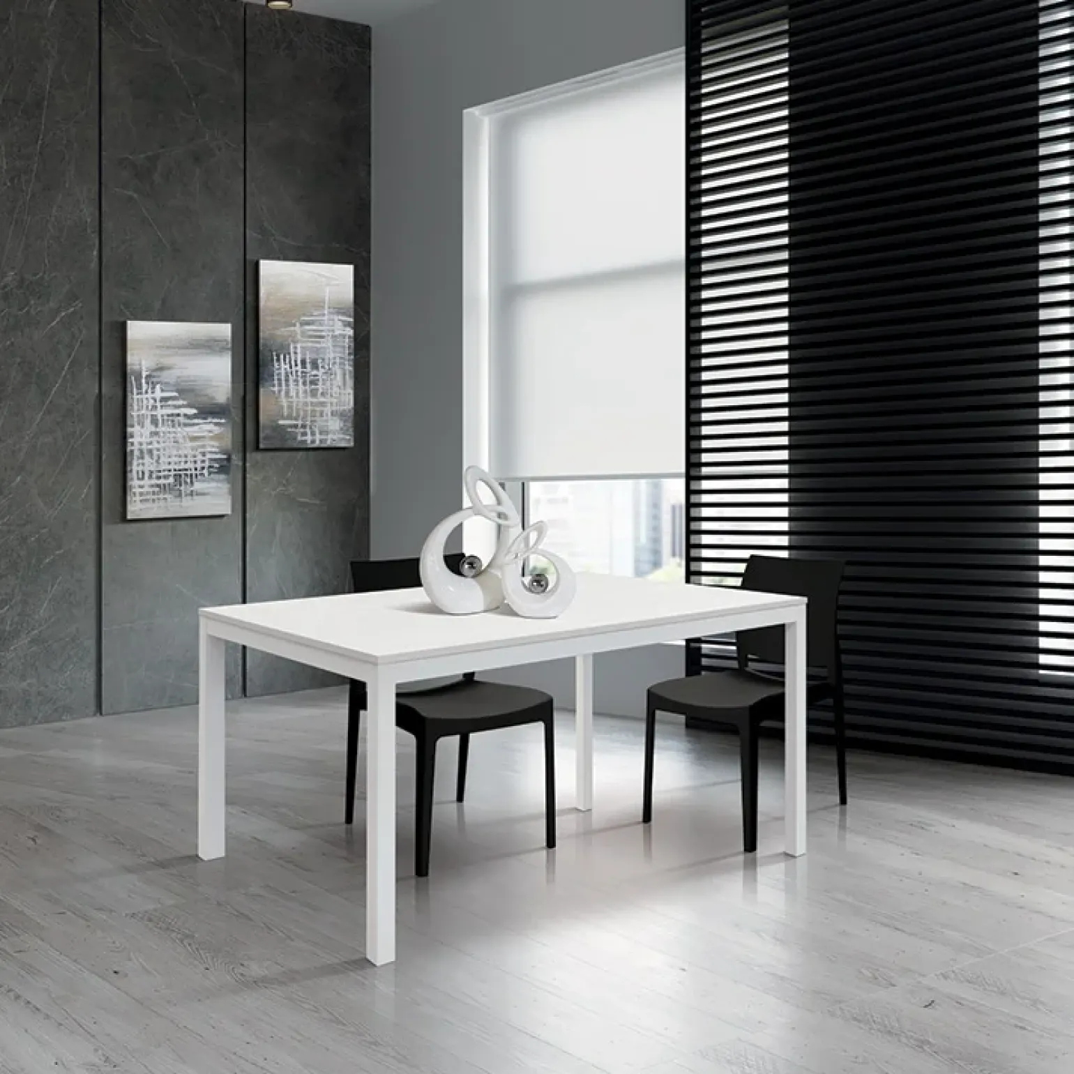Tavolo 110/160 cm allungabile bianco frassinato metallo bianco Larkin