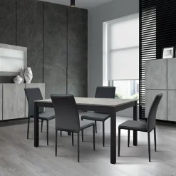 Tavolo 140/200 cm allungabile grigio cemento metallo Arex