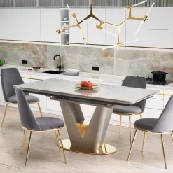Tavolo allungabile 160/220cm da pranzo effetto marmo grigio Adige