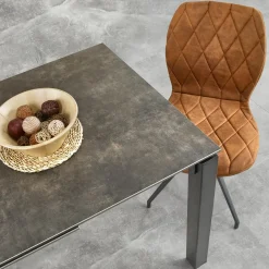 Tavolo allungabile 120/180cm effetto pietra acciaio nero Alder