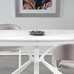 Tavolo allungabile 160/200cm moderno effetto marmo bianco Lucinda