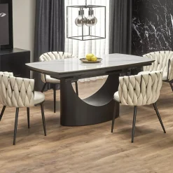 Tavolo allungabile moderno 160/220cm marmo bianco nero Isaia