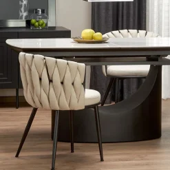 Tavolo allungabile moderno 160/220cm marmo bianco nero Isaia