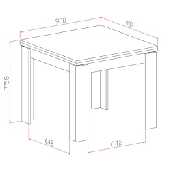 Tavolo allungabile 90x90cm moderno a libro noce Calla