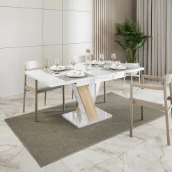 Tavolo 120/160cm allungabile moderno bianco rovere Coroline