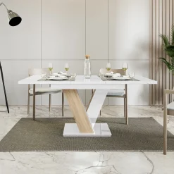 Tavolo 120/160cm allungabile moderno bianco rovere Coroline