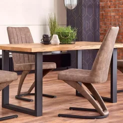 Tavolo 160/250cm allungabile rovere nodato acciaio nero Cardiff