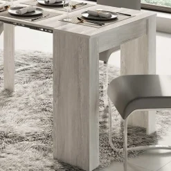 Tavolo 54/252cm consolle allungabile moderno bianco frassinato Violette