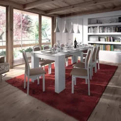 Tavolo 51/237cm consolle allungabile moderno bianco lucido Demetra