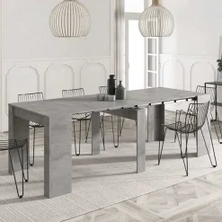 Tavolo 52/238cm consolle allungabile grigio cemento Virginia
