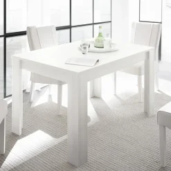 Tavolo 137/185cm da pranzo allungabile moderno bianco opaco Deluxe