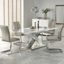 Tavolo 160/220cm in vetro allungabile grigio bianco Iride Gihome®
