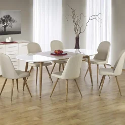 Tavolo 120/200cm ovale allungabile bianco rovere miele Papiro Gihome®