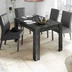 Tavolo 137/185cm rettangolare allungabile moderno effetto marmo nero Viking