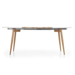 Tavolo 120/200cm rotondo ovale bianco rovere sanremo Papiro Gihome®