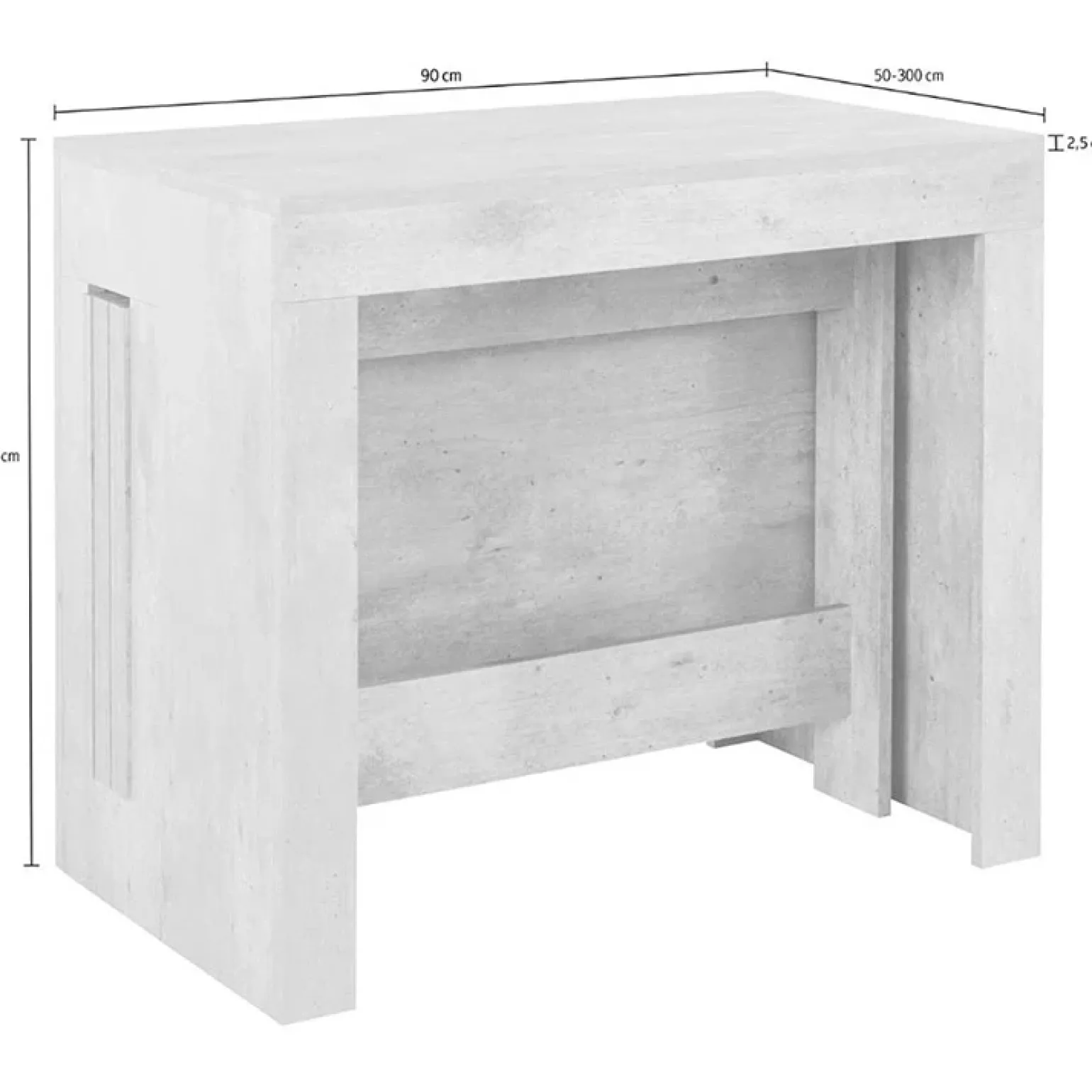 Tavolo consolle allungabile 50-300cm bianco lucido Zenzero