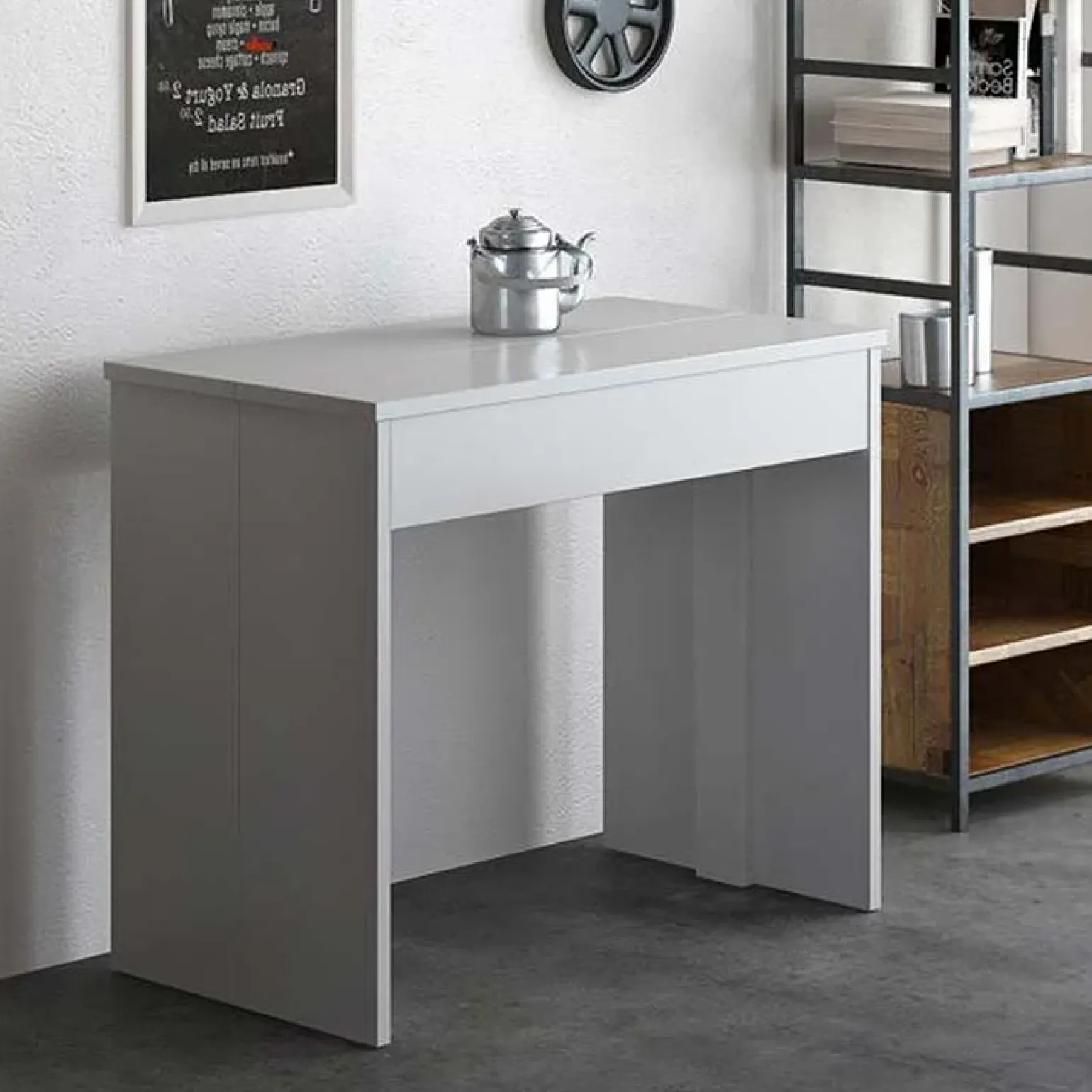Tavolo consolle moderno allungabile 50/302cm bianco opaco Mely