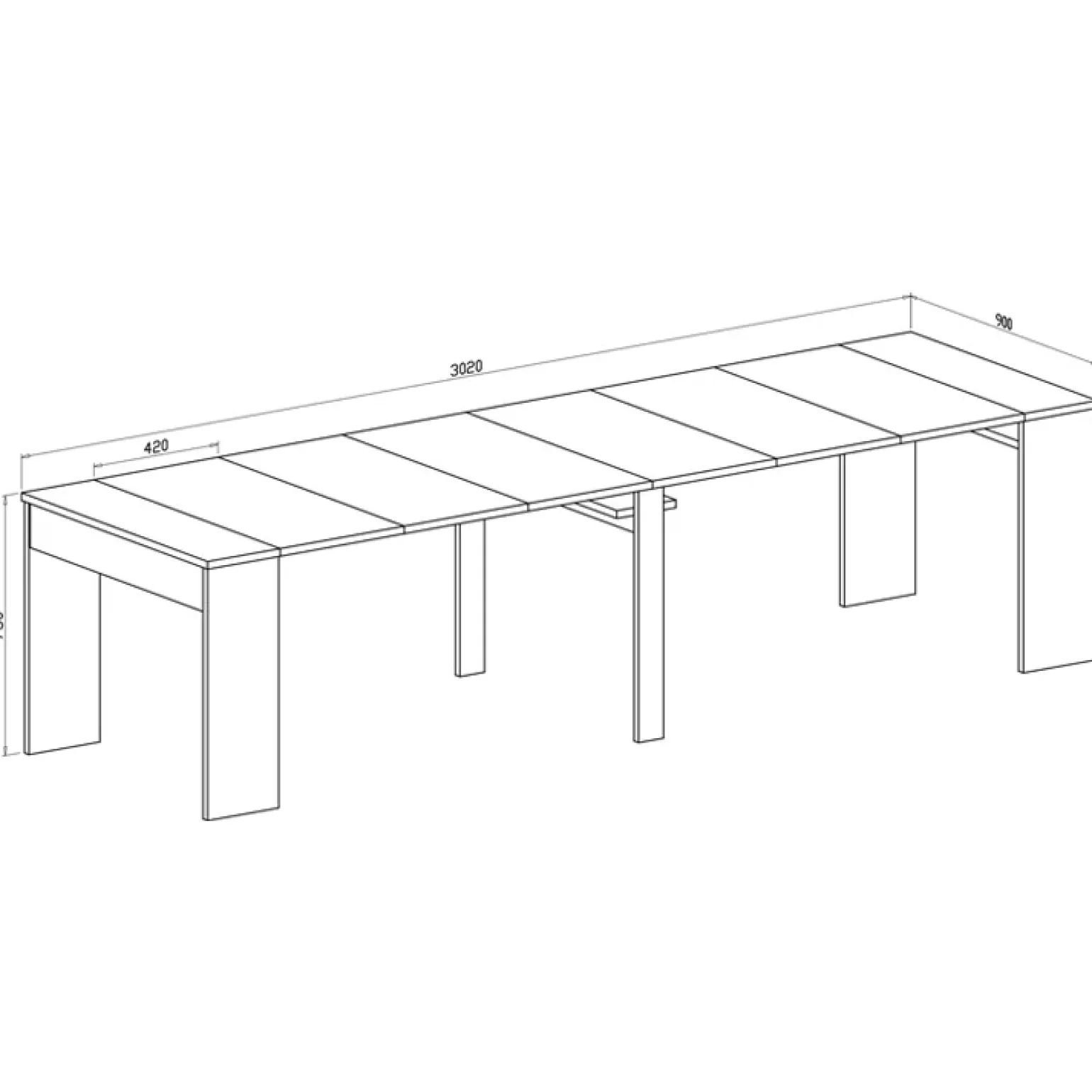 Tavolo consolle moderno allungabile 50/302cm bianco opaco Mely