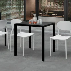 Tavolo da giardino 80x80 cm impilabile metallo grigio antracite Atlantis