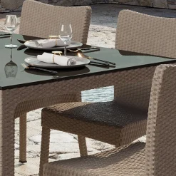 Tavolo da giardino 90x90cm polipropilene effetto rattan tortora Orsini