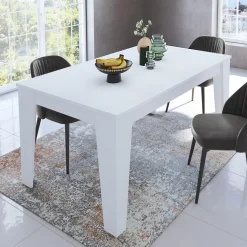 Tavolo da pranzo allungabile 140/200 cm moderno bianco opaco Orbis