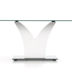 Tavolo da pranzo in vetro moderno 150x90cm bianco nero Ninfea