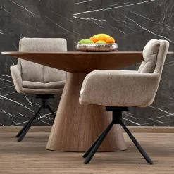 Tavolo da pranzo rotondo 136x78cm noce scuro Thor