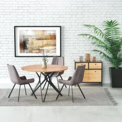 Tavolo da pranzo rotondo 120x120cm rovere dorato nero Margherita Gihome®